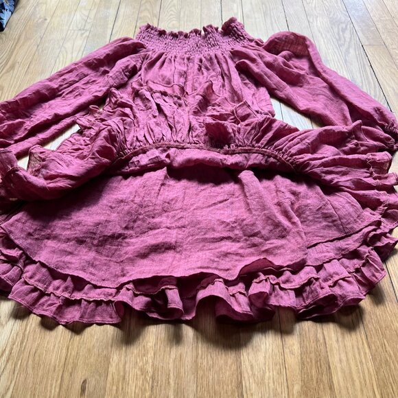 Misa Los Angeles Size S Pink Brick Darla Off Shoulder Mini Dress - Picture 4 of 15